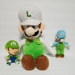 Super Mario Bros‎ Plush Lot of 3 Luigi Plush Toys Nintendo 20"  9"   7"